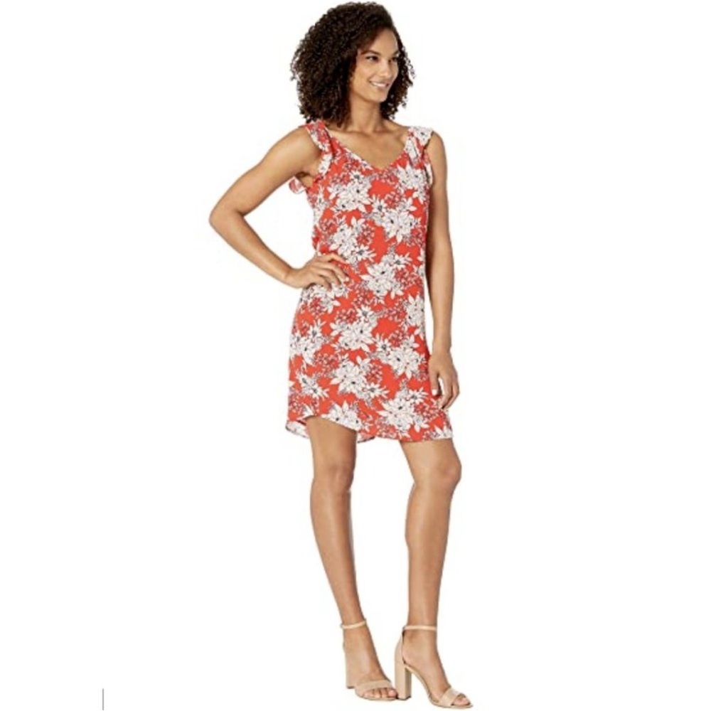 Vince Camuto Floral Sleeveless Flutter Shoulder Dress